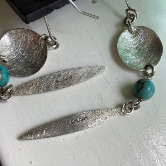 NWT Signed Balaam handmade earrings. Authentic turquoise. 925 Sterling Silver. - Picture 6 of 7